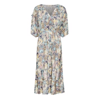 CREAM DUSTA DRESS - BLUE FLOWER MEADOW